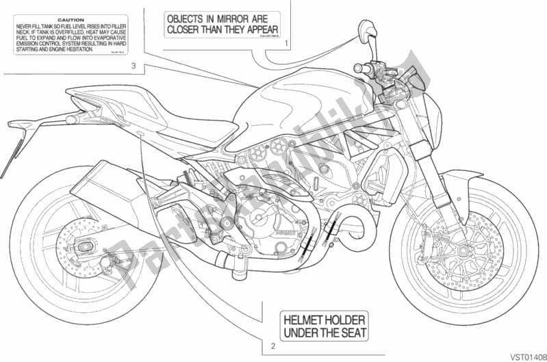 Wszystkie części do Posizionamento Targhette Ducati Monster 821 USA 2017